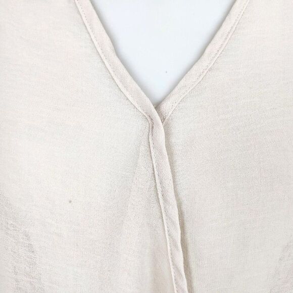WAYF Wrap Top Crossover Front Cream Sheer Shirt Blouse Women Size S - Picture 2 of 6